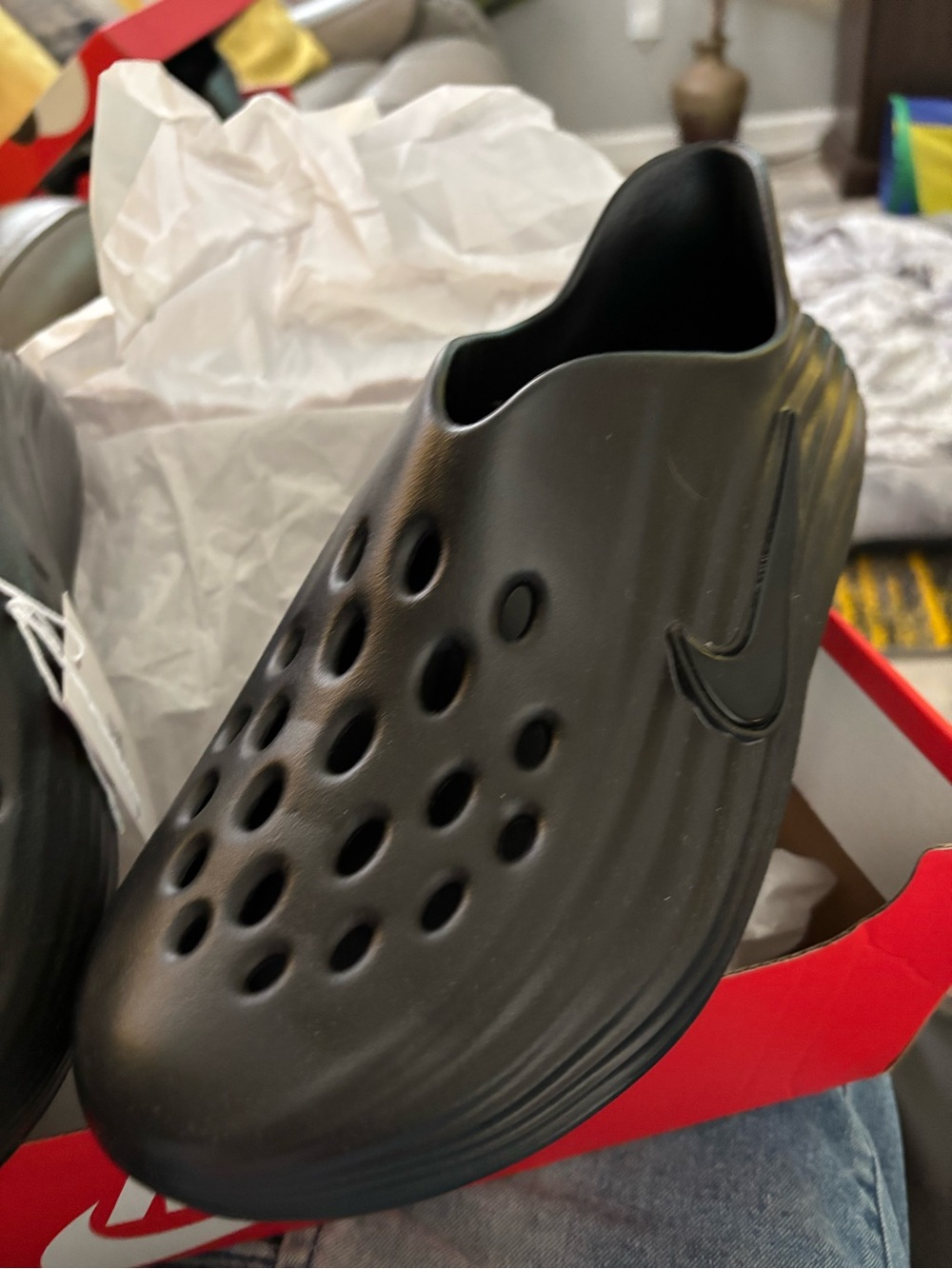 Nike Black Perforated Slip-On Foam Clog 8M
